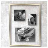 15.6" x 11.5" Float Thin Metal Gallery Frame Brass - Thresholdâ¢: Modern Wall Decor, Sawtooth Mount