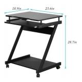 DlandHome Mobile Computer Desk, Mobile Laptop Desk Computer Cart Mobile Z-Metal Sit to Stand Office Desk Rolling Desk Standing Computer Table with Wheels Mobile Desk