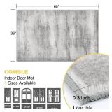 COMSLE Door Mat, Front Door Mat Indoor for Entrance Faux Wool Absorbent Non Slip Modern Throw Rug for Entryway Bedroom Muddy Paws - Pet Friendly, 36x60 Inches,Linear Gray Machine Washable Retail $54.7