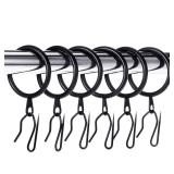 Hotop 30 Pieces Metal Drapery Curtain Rings Curtain Hanging Rings and 30 Pieces Metal Curtain Drapery Pin Hooks for Window Door Shower Curtain (Black,32 mm) Retail $16.99