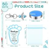 Landical 50 Sets Baby Shower Favors for Guests Including 50 Unscented Tealight Baby Shower Candles 50 Angel Keychains 50 Gift Bags 50 Baby Shower Cards for Baby Shower Gender Reveal Party(Blue) Retail