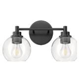 VONLUCE Bathroom Light Fixtures, 2-Light Bathroom Vanity Light with Globe Glass Shades E26 Sockets, Bathroom Lights Over Mirror for Bedroom Hallway Living Room, Black Finish Retail $57.49