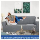 YEMYHOM Couch Cover Latest Jacquard Design High Stretch Sofa Covers for 3 Cushion Couch, Pet Dog Cat Proof Slipcover Non Slip Magic Elastic Furniture Protector (Sofa, Light Gray) Retail $30.70