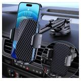 Qifutan Car Phone Holder Mount Phone Mount for Car Windshield Dashboard Air Vent Universal Hands Free Automobile Cell Phone Holder Fit for iPhone Smartphone Carbon Fiber