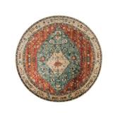 Lahome Boho Tribal Round Rugs - 3Ft Small Entryway Round Area Rug Soft Bedroom Foyer Throw Mat Washable Non-Shedding Non-Slip Sofa Nursery Bathroom Carpet,Rust/Dull Teal