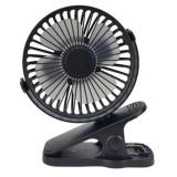 Mini Clip on Fan, 4 Inches - 2500mAh Rechargeable Battery Operated Stroller Fan, Personal Fan for Bed, Baby Stroller, Outdoors, Car Seat, Gym - Black