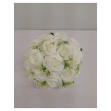 Wedding Bouquets for Bride, Ivory White Bouquets for Bride, Artificial Flower Bouquet for Wedding, Bridesmaid Bouquets with Silk Ribbon, Valentine