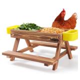 Boulphia Chicken Feeders and Waterers, Chicken Feeder No Waste Kit with Chicken Picnic Table and 2 Chicken Water Feeder, Handmade Wooden Chicken Supplies & Accessories for Chicken Coop