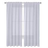 White Drape/Panels/Scarves/Treatment Beautiful Sheer Voile Window Elegance Curtains Scarf for Bedroom & Kitchen Fully Stitched and Hemmed 84 inch size Set of 2