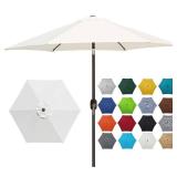 Blissun 7.5 ft Patio Umbrella, Yard Umbrella Push Button Tilt Crank (Cream White)