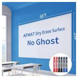 Dry Erase Whiteboard Paper, Large White Board Stickers for Wall, 6x4ft Dry Erase Paper Roll with Adhesive Backing, Perfect Replacement for White Board, No Ghost After 60 Days, 6 Much Better Markers