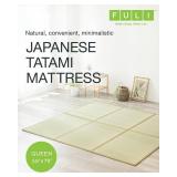 FULI Japanese Tatami Mat, Tatami, Rug, Foldable Mattress, Roll up Rug, Japanese Floor Mattress, Floor Sleeping Japanese Futon Mattress, Meditation Yoga, Zen, Made in Japan (Natural, Queen) - Retail: $