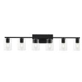 DRNANLIT Black Bathroom Vanity Lighting Over Mirror,6 Light Bathroom Vanity Lights with Clear Glass Shade,Metal Vanity Lights for Bathroom,Bedroom,Living Room - Retail: $142.4