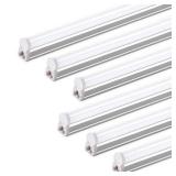 Barrina (6 Pack) LED T5 Integrated Single Fixture, 4FT, 2200lm, 6500K Super Bright White, 20W Utility LED Shop Light, Ceiling and Under Cabinet Light, Corded Electric with ON/Off Switch, ETL Listed