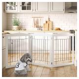 PAWLAND Extra Wide Dog gate for The House, Doorway, Stairs, Freestanding Foldable Wire Pet Gate, Pet Puppy Safety Fence, 30" Height (White, 3 Panels)