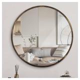 1st owned Round Wall Mirror Bronze 24 Inch -Circular Metal Framed Wall Mounted Mirror, Hanging Round Wall Mirror Modern Decorative for Entrywayï¼Bathroom, Living Room, Bedroom