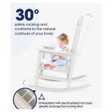 KINGYES Outdoor Rocking Chair, Pearl White - Retail: $144.12