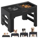 URPOWER 2-in-1 Elevated Slow Feeder Dog Bowls with No Spill Dog Water Bowl 4 Height Adjustable Raised Dog Bowl Non-Slip Dog Food and Water Bowls with Stand for Small Medium Large Dogs, Cats and Pets