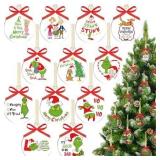 12-Pack Round Clear Acrylic Christmas Ornaments - Green Gnome Decorations for Hanging on Tree and Party Favors