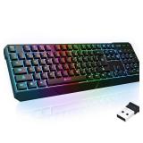 KLIM Chroma Wireless Gaming Keyboard RGB - Backlit Wireless Keyboard - Long-Lasting Rechargeable Battery - Quiet Water Resistant Ergonomic Keyboard - Teclado Gamer - PC PS5 PS4 Xbox One Mac - Black