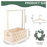 Wooden Baby Shower Crate Closet, Basket for Baby Shower Gifts, Baby Storage Crate with Handle Garland Baby Hangers, Newborn Boy Girl Welcome Gift Basket, Pregnancy Gifts for New Parents, Small