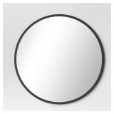 28" Round Decorative Wall Mirror Black - Threshold: Modern Steel Frame, Wall Mount