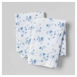 Standard Printed Performance 400 Thread Count Pillowcase Set White/Blue Floral - Threshold: Cotton Sateen, OEKO-TEX Certified, Set of 2