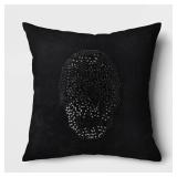 Square Beaded Skull Velvet Throw Pillow Black - Threshold Halloween Decor, Indoor, Ghosts & Ghouls Theme