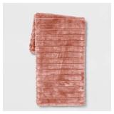 Textured Faux Fur Reversible Throw Blanket Pink - Threshold Soft, Cozy for Couch or Bed, Machine Washable