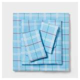 King Cotton Sateen Sheet Set Blue Plaid - Wondershop