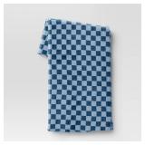 Checkerboard Printed Plush Throw Blanket Blue - Room Essentials: Soft, Knitted, 50x60", Machine Washable