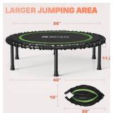 BCAN 450LBS/550LBS Foldable Mini Trampoline, 40 Inch Fitness Trampoline with Durable Bungees, Stable and Quiet Exercise Rebounder for Adults