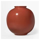 Ceramic Round Decorative Vase Dark Red - Threshold designed with Studio McGee: Watertight, Tabletop Display, 7.87" Height