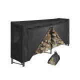 Indoor and Outdoor Firewood Rack with Waterproof Cover Heavy Duty Log Storage and Carrier Combo Black Steel Tubular Log Holder for Fire Pits and Fireplaces Easy to Assemble 8ft Retail $149.99