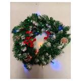 Christmas Wreath for Front Door, 18inch Pre-lit