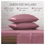 MR&HM Satin Bed Sheets, Queen Size Sheets Set, 4 Pcs Silky Bedding Set with 15 Inches Deep Pocket for Mattress (Queen, Rose Taupe)