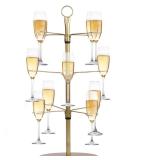 ZeenArt Champagne Tower, Metal Drink Tower for Parties Champagne Glass Holder, 3 Tiers - 12 Brackets, for Bar Stand, Cocktail Tree Stand, Champagne Stand