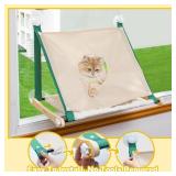 Cat Window Perch, Cat Hammock for Window, 2 in 1 Cat Window Hammock Bed for Indoor Cats, Large Cat Perch with Sturdy Screw Suction Cups for Large Cats & Kittens (Green)