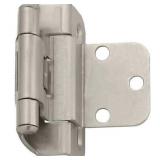 Amerock 3/8in (10 mm) Inset Self-Closing Partial Wrap Satin Nickel Hinge - 1 Pair