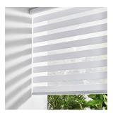 Persilux Cordless Zebra Blinds for Windows Free-Stop Roller Windows Shades (34" W X 72" H, White) Dual Layer Light Control for Day and Night, Light Filtering Sheer Shades for Home, Easy to Install