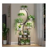 Plant Stand Indoor with Grow Lights, 8 Tiered Indoor Plant Shelf, 62" Tall Plant Stand for Indoor Plants Multiple, Metal Plant Flower Holder, S-Shaped Plant Rack for Home,Patio(Patent Design)