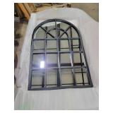 Elegant Decor Motif 42" x 28" Mid Century Metal Windowpane Frame Mirror in Black