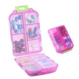 Zuihug 1Pack Travel Pill Organizer - 10 Compartments Pill Case, Compact and Portable Pill Box, Perfect for On-The-Go Storage, Pill Holder for Purse Pink