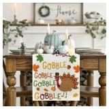 Artoid Mode Gobble Turkey Maple Leaves Thanksgiving Table Runner, Seasonal Fall Harvest Holiday Kitchen Dining Table Decoration for Indoor Outdoor Home Party Decor 13 x 72 Inch