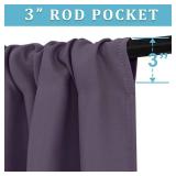 RYB HOME Bathroom Window Curtains - Blackout Curtains Small Window Short Drapes for Kitchen Bedroom Living Room Kids Nursery Room RV, W 42 x L 36 inch per Panel, Greyish Purple, 2 Pcs