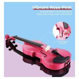 Vangoa Acoustic Violin for Beginners, 3/4 Acoustic Violin Fiddle for Kids Teens Students Beginner Violin Starter Kit with Hard Case, Rosin, Shoulder Rest, Bow, Extra Strings, Mute, Pink - Retail: $98.