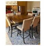 Pub height dining table 36 x 53 x 53 in with 6 chairs seat height 24 in