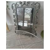 Three wrought iron stands, 8x8 Metal picture frame and more