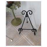 Three wrought iron stands, 8x8 Metal picture frame and more