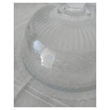 12 inch etched glass cake plate with lid